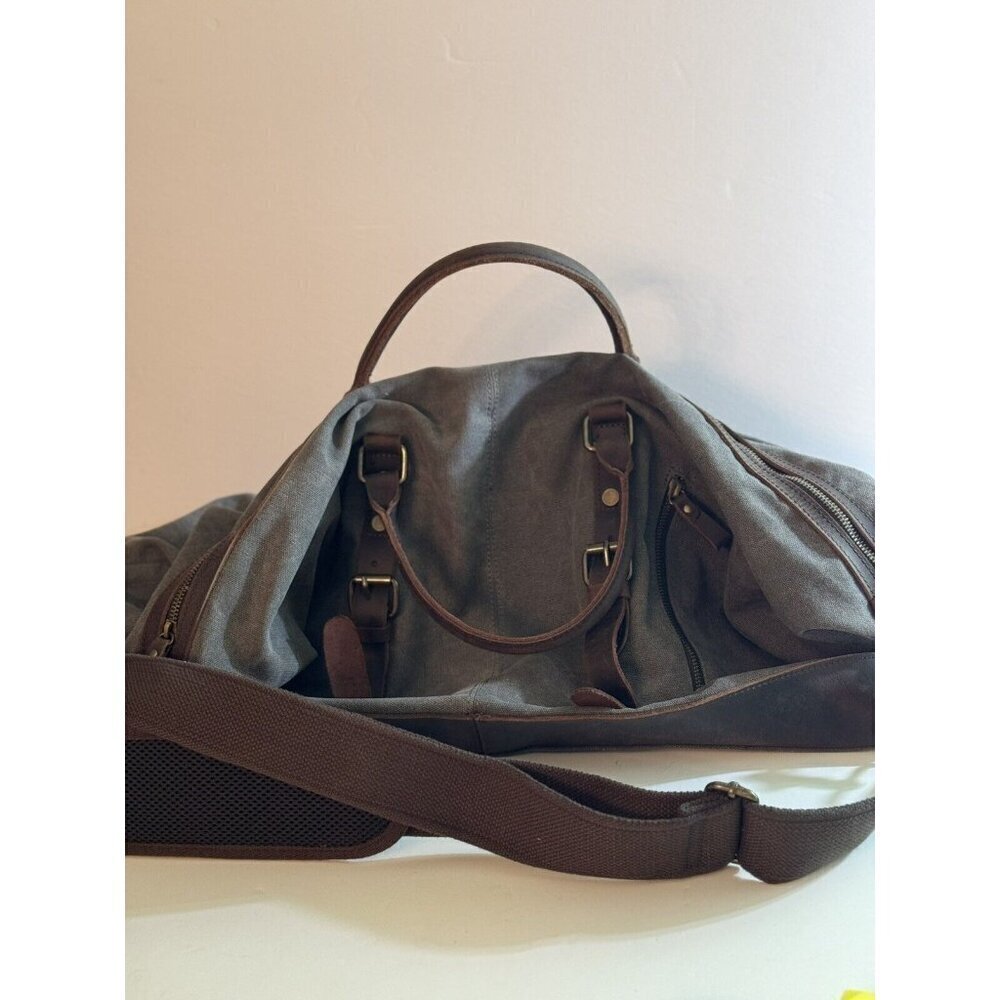Hudson Cole Oversized Canvas Duffle With Leather Trim EUC - Picture 2 of 12